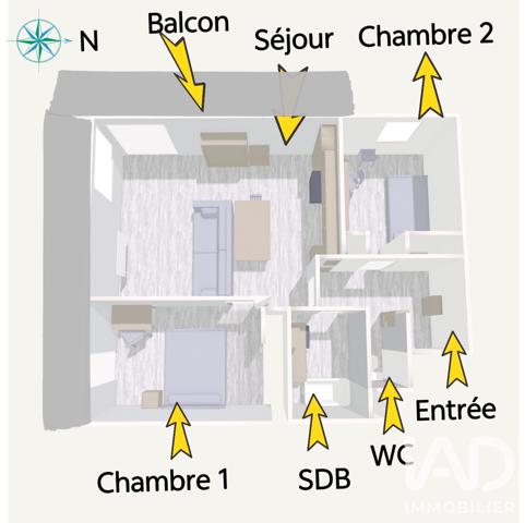Appartement à vendre 3 pièces 65,5 m² Nanterre