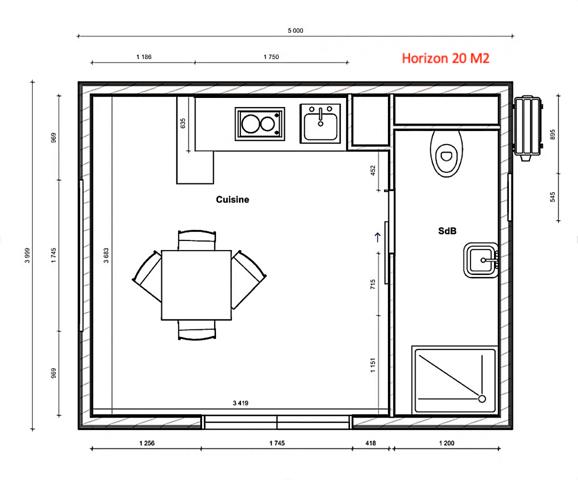 Maison 1 pièce - 15 m²