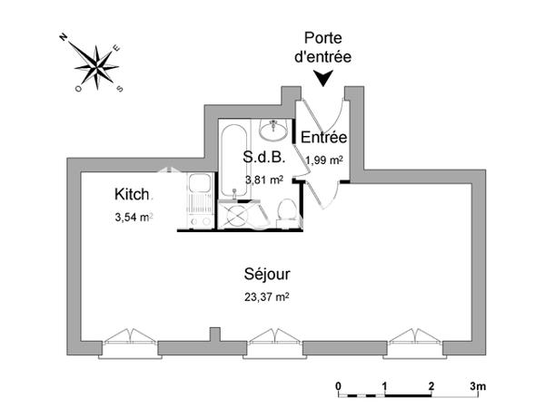 Location Studio meublé 32.71 m² - 36 RUE DU POILUS Schiltigheim 67300