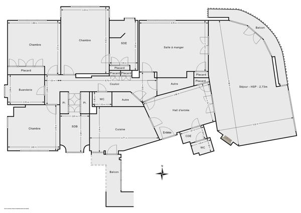 Appartement 4/5 pièces de 166 m² - parking - cave privative - balcon