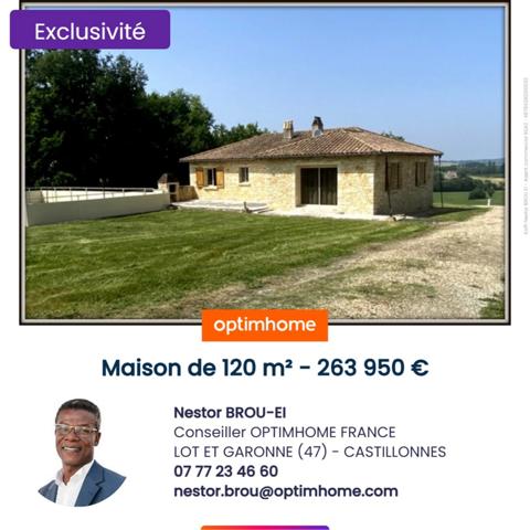 LOT ET GARONNE (47) - A 20 MIN DE L'AÉROPORT DE BERGERAC, MAISON PLAIN-PIED 120 m² AVEC PISCINE sur 4.400m2 de parcelle