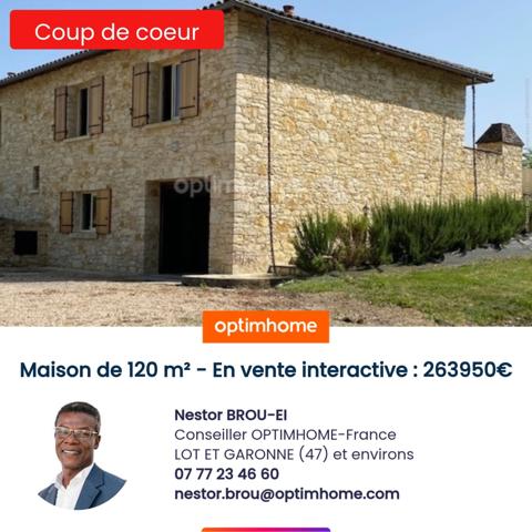 LOT ET GARONNE (47) - A 20 MIN DE L'AÉROPORT DE BERGERAC, MAISON PLAIN-PIED 120 m² AVEC PISCINE sur 4.400m2 de parcelle