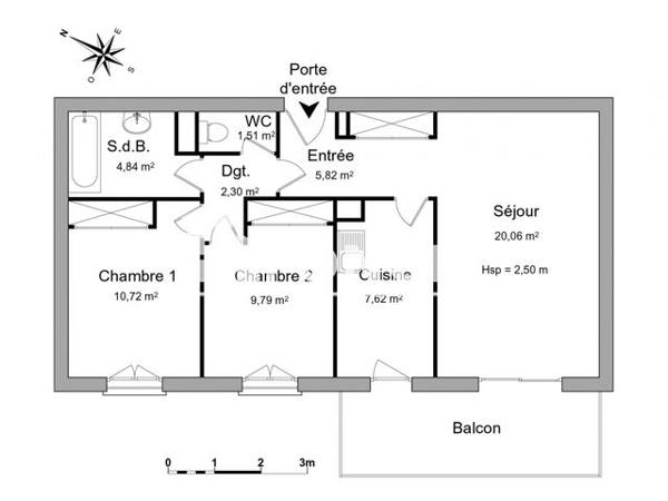 Location Appartement 3 pièces 62.66 m² - BERTRANON Tarnos 40220