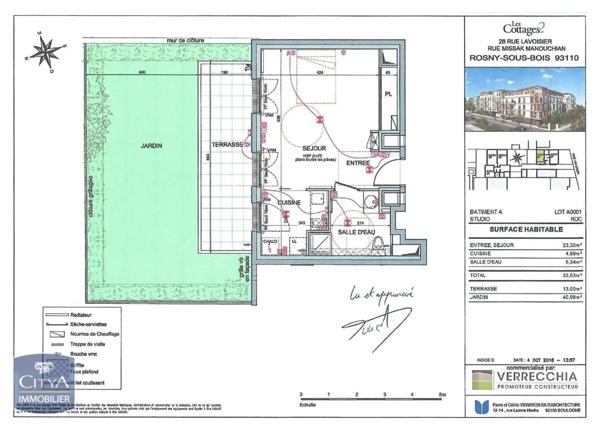Appartement à louer 1 pièce 33.53m²