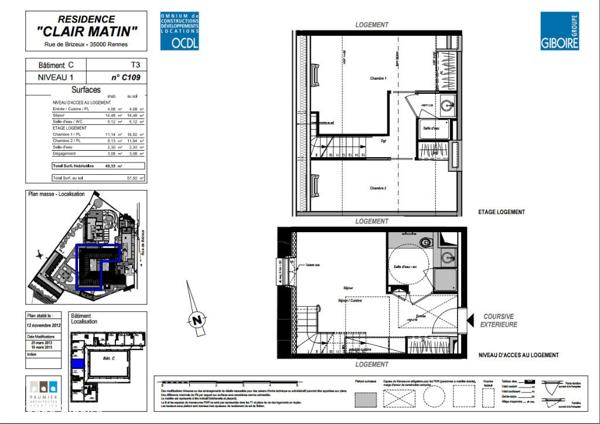 Appartement T3 à louer - 49 m² (réf : 555739)
