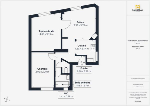 Appartement 3 pièces - 48 m²