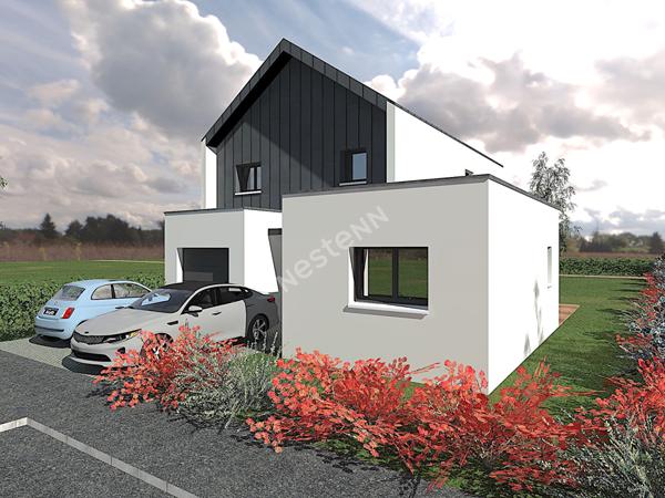 A vendre maison contemporaine neuve, La CHAPELLE DES FOUGERETZ, 148m² habitable, 514m² de parcelle, piscine chauffée 7m50*3m50, 6pièces, 4 chambres dont une suite parentale au rez-de-chaussée, belles prestations