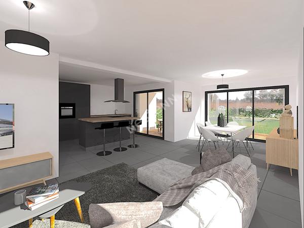 A vendre maison contemporaine neuve, La CHAPELLE DES FOUGERETZ, 148m² habitable, 514m² de parcelle, piscine chauffée 7m50*3m50, 6pièces, 4 chambres dont une suite parentale au rez-de-chaussée, belles prestations