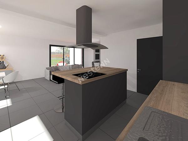 A vendre maison contemporaine neuve, La CHAPELLE DES FOUGERETZ, 148m² habitable, 514m² de parcelle, piscine chauffée 7m50*3m50, 6pièces, 4 chambres dont une suite parentale au rez-de-chaussée, belles prestations