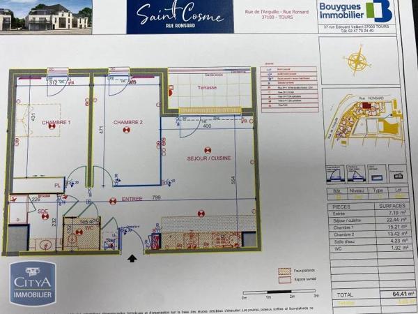 Appartement à louer 3 pièces 64.41m²