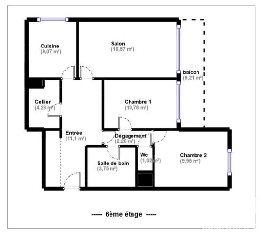 Appartement à vendre 3 pièces 69 m² Chelles