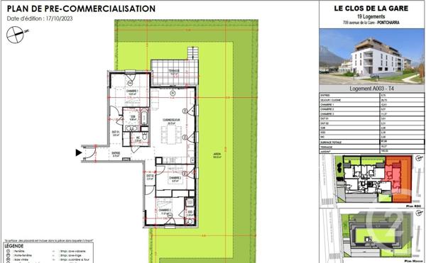 appartement à vendre  4 pièces - 87,50 m2 PONTCHARRA - 38