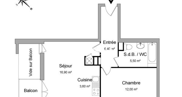 Location Appartement 2 pièces 44.4 m² - Cergy 95800