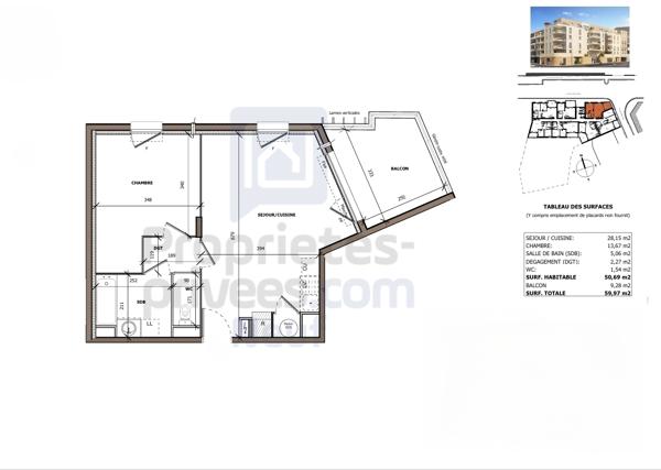 T2 lumineux de 51 m² avec terrasse et parking, Béziers (Centre ville)