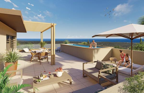 A VENDRE VUE MER VILLA SUR TOIT T4 de 136,77m² avec PISCINE- TERRASSE de 91,55m² SARI SOLENZARA (20)
