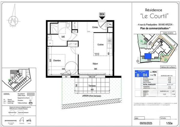 Appartement F2 Bis à vendre  3 pièces - 48,15 m 2   ARZON  - 56