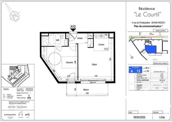 Appartement F2 Bis à vendre  3 pièces - 48,15 m 2   ARZON  - 56