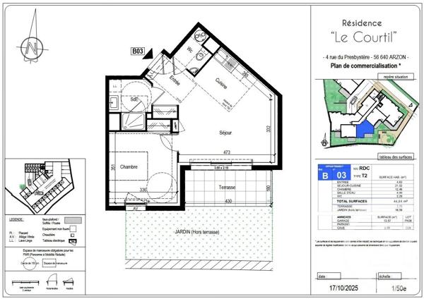 Appartement F2 Bis à vendre  3 pièces - 48,15 m 2   ARZON  - 56