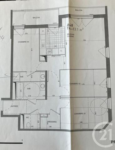 Appartement F4 à vendre  4 pièces - 83,10 m2 ASNIERES SUR SEINE - 92