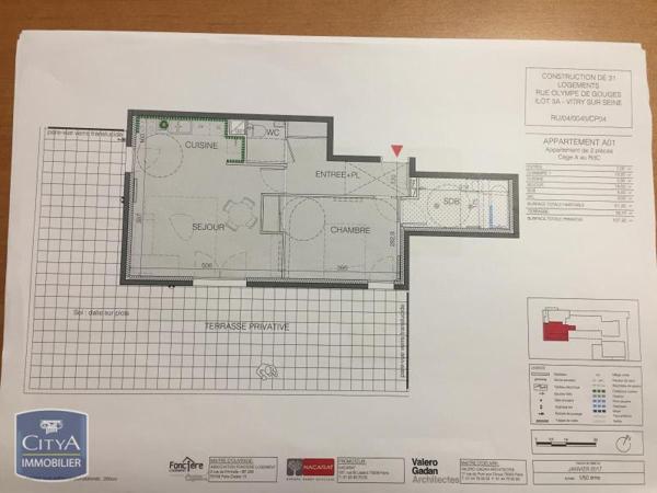 Appartement à louer 2 pièces 51.2m²