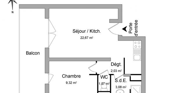 Location Appartement 2 pièces 38.17 m² - Agde 34300