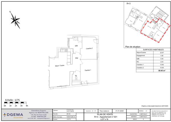 Lodève (34700) Lot 5 et 8 - 3 pièces à la vente - 59 m2