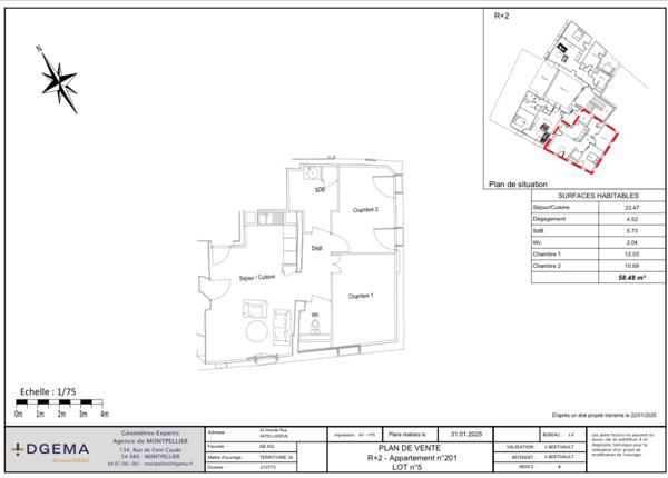 Lodève (34700) Lot 5 et 8 - 3 pièces à la vente - 59 m2