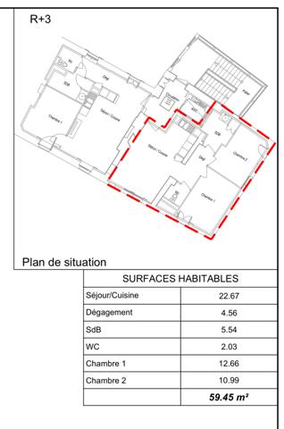 Lodève (34700) Lot 5 et 8 - 3 pièces à la vente - 59 m2