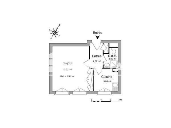 Location Studio 32.09 m² - 3 RUE MIRABEAU Brest 29200