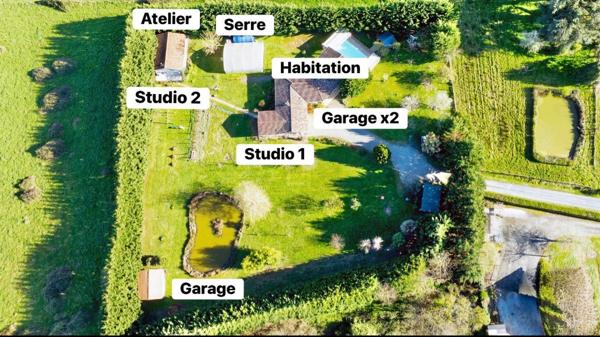 Domaine Plain-Pieds Avec Villa - 2 Studios - 2 Garage et Mare