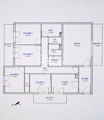 Spacieux T5 Appartement de 95 m² résidence sécurisée
