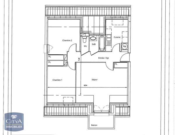Appartement à louer 3 pièces 60.84m²