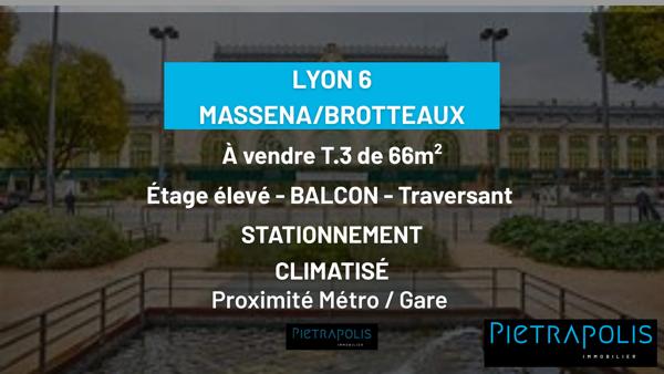 SOUS OFFRE Joli T3 lumineux avec balcon plein sud – Entre Brotteaux et Part-Dieu
