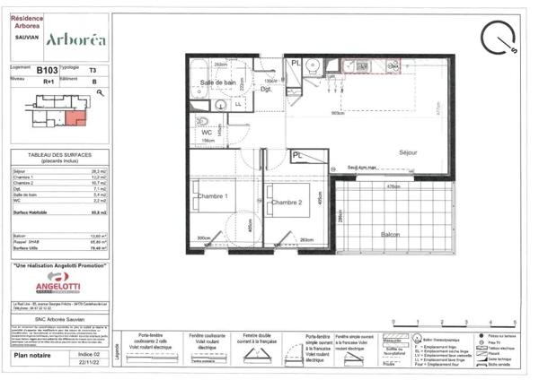 Appartement Sauvian 3 pièce(s) 65.80 m2