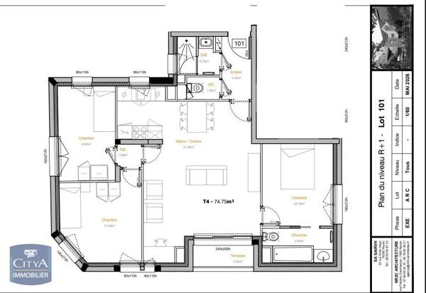 Appartement à louer 4 pièces 74.75m² Rouen (76000)