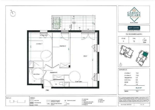 Appartement 3 pièces                                        - 44800 Saint-Herblain Réf : 12132