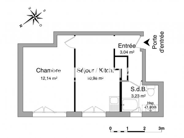 Location Studio 29.39 m² - 1 RUE DU CHAPEAU DE VIOLETTES Amiens 80000