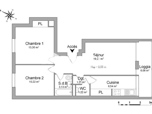 Location Appartement 3 pièces 54.9 m² - 17 BD CHARPENTIER Marseille 13003