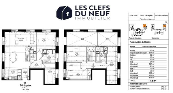 Appartement 4 pièces de102m² + 63m² ! Château de Grandchamp