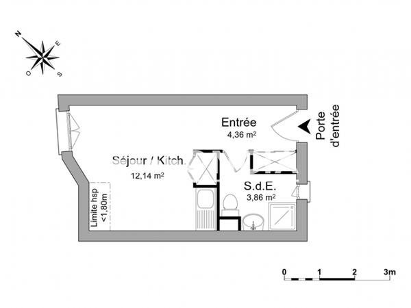 Location Studio 20.36 m² - 24, 26, RUE PAUL FRANCOIS Lorient 56100