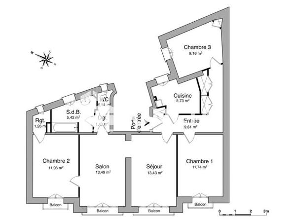 Location Appartement 4 pièces 84.14 m² - 58 RUE BOUSSINGAULT Paris 75013