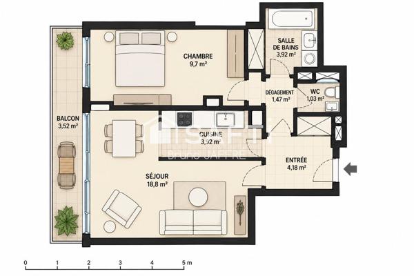 75015, RUE DES ENTREPRENEURS – 2 PIÈCES LUMINEUX AVEC BALCON ET VUE DÉGAGÉE