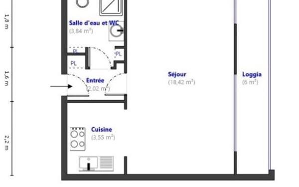 Appartement à vendre    1 pièce • 27,83 m2 Le Cannet