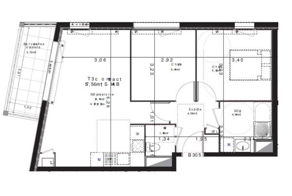 Appartement SAINT MALO 57.56 m²