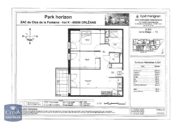 Appartement à louer 3 pièces 64m² Orléans (45000)