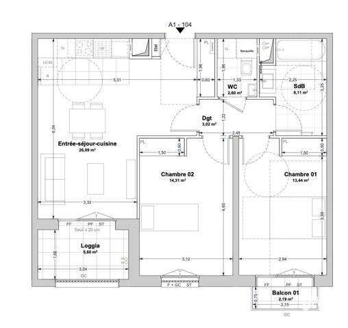 Appartement à vendre 3 pièces 66 m² La Rochelle