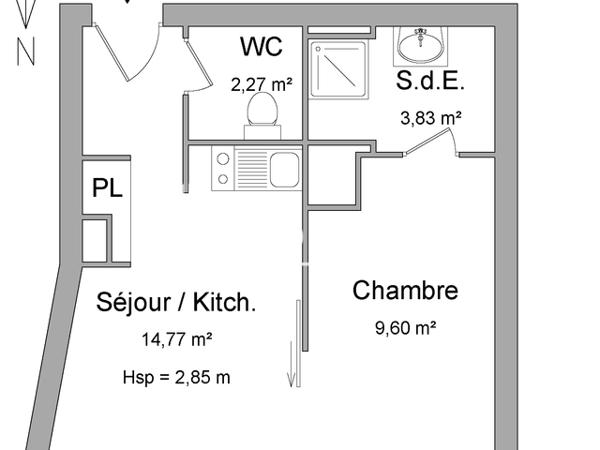 Location Studio meublé 30.47 m² - 62 ET 64 RUE ALFRED KASTLER La Rochelle 17000