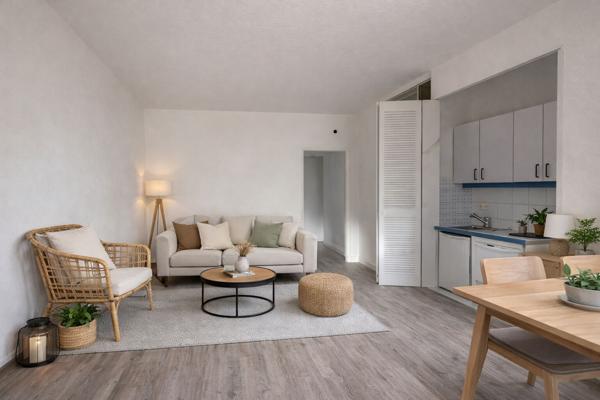 Le Cannet - 2 pièces traversant en rez-de-jardin avec parking