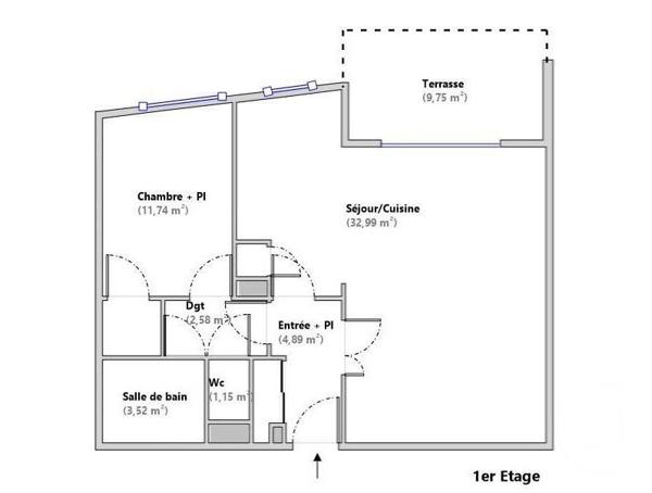 Appartement T2 à vendre  2 pièces - 56,87 m 2   MARSEILLE  - 13008