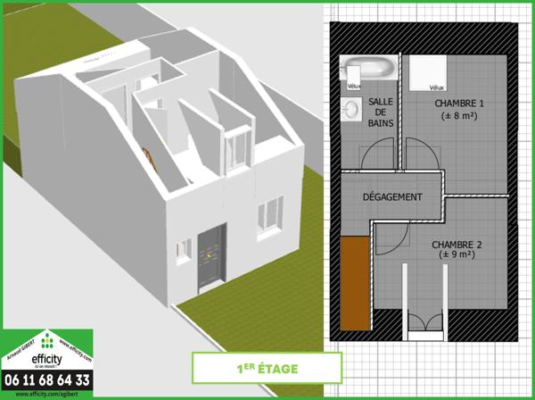 Maison
         3 pièces
        - 54 m² 270 000 € *